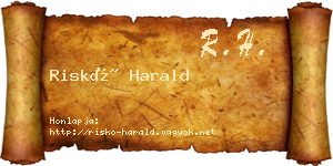 Riskó Harald névjegykártya